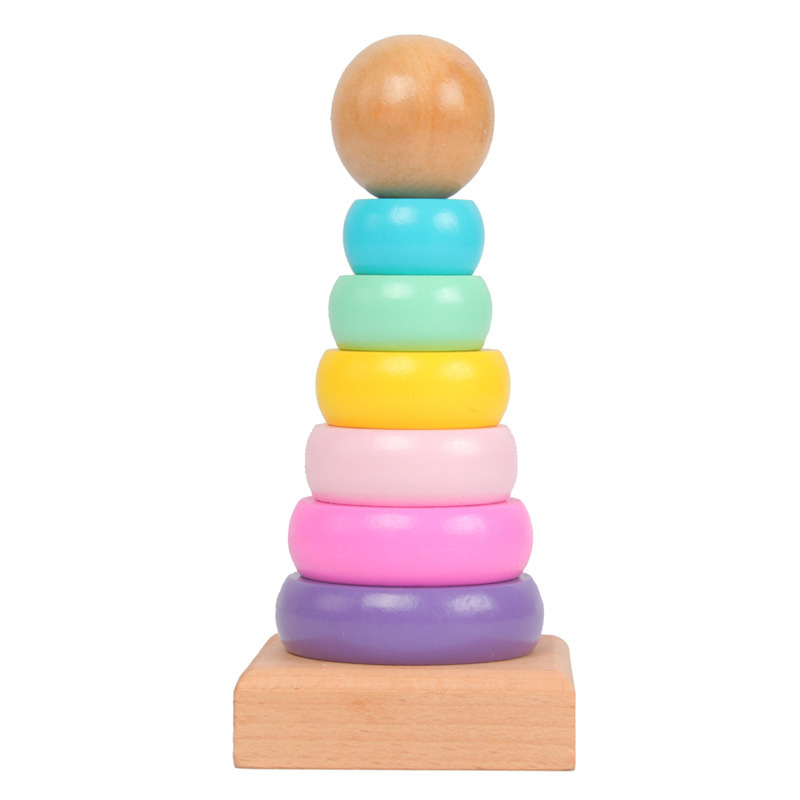 Wood Ring Blank - Kinderen Regenboog Toren Ferrule Houten Speelgoed