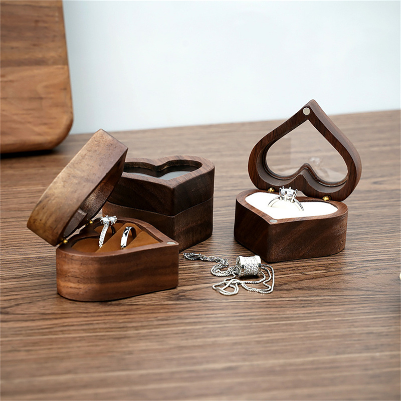 Wood Ring Blank - 1 stuks hart walnoot houten ringdoos